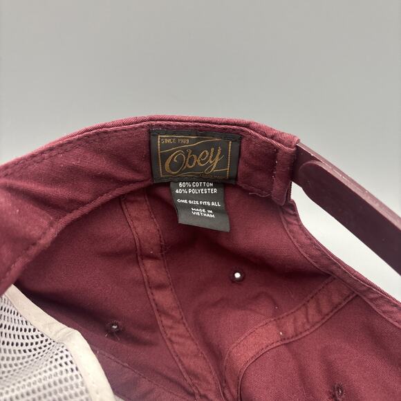 Obey Logo Hat Cap Snap Back Red with black Streetwear Skater Skateboard - Picture 6 of 7